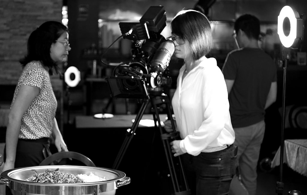 Behind the scenes on a food and beverage film shoot