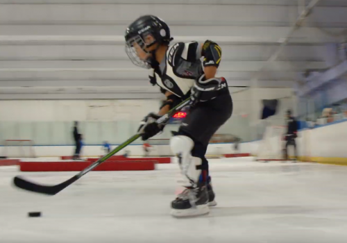 Youth ice hockey player filmed at a Bay Area rink