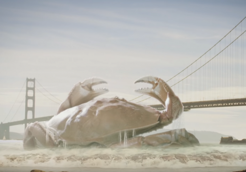 Animated seafood spot set against the Golden Gate Bridge